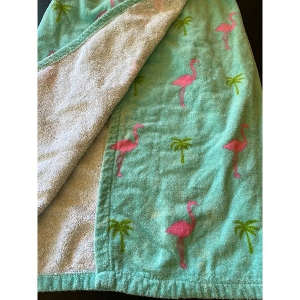 Blue Waist Wrap Towel Elastic Waist Flamingo Palm Tree One Size